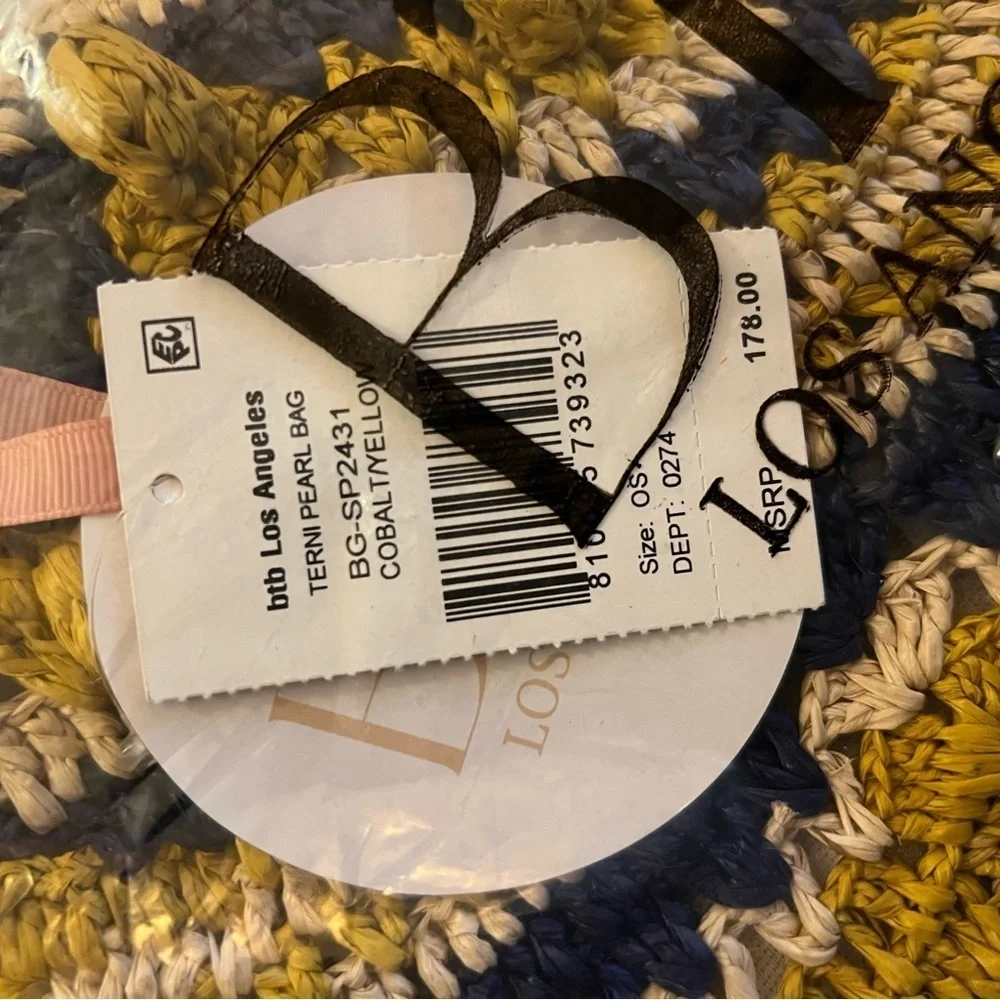 🆕btb Los Angeles Terni Pearl Raffia Boho Vacation Bucket Bag::NWT::